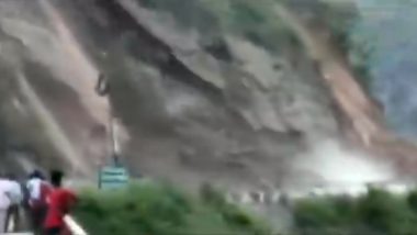 Uttarakhand: Landslide Occurs Near ITBP Camp in Chamoli's Gauchar Town; Badrinath Highway Blocked (Watch Video)