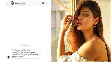 Rhea Chakraborty Receives Rape and Murder Threats, Actress Calls Out Troll Lady for Misconstruing her Silence (View Post)