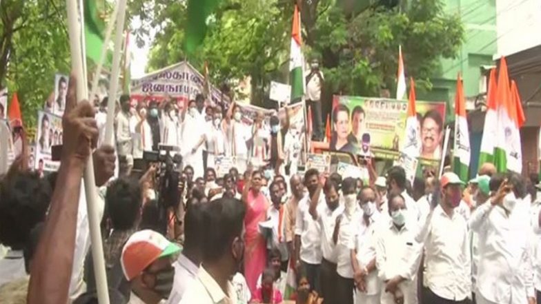 Tamil Nadu Congress Leaders Stage Protest Against BJP Near Raj Bhavan in Chennai to 'Save Democracy'