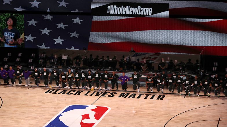 NBA Players Take a Knee in Support of Black Lives Matter Movement As League Restarts in Florida