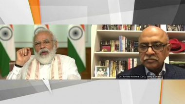 PM Narendra Modi Interacts With IBM CEO Arvind Krishna, Says Govt is Working to Provide Smooth Shifting Towards 'Work From Home'