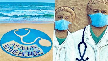 On National Doctor’s Day 2020 Sudarsan Pattnaik Creates Magnificent Sand Art In Honour of The Frontline Heroes (View Pics)