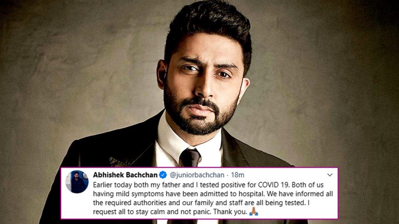 After Amitabh Bachchan, Abhishek Bachchan Confirms Testing Positive For COVID-19; Results for Aishwarya Rai, Jaya Bachchan Awaited (View Tweets)