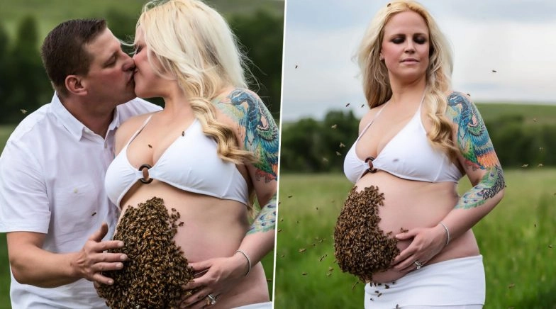 Woman's Maternity Shoot With 10,000 Bees on Her Belly is Creating Buzz Online