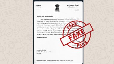 Did Rajnath Singh Write Letter to PM Modi Saying General Bipin Rawat Wants Removal of Indian Army Chief, XIV Corps Commander? PIB Fact Check Debunks Fake Viral Message