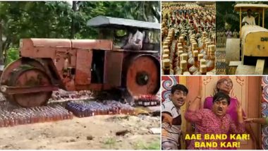 Liquor Bottles Worth Rs 72 Lakh Crushed by Road Roller in Andhra Pradesh, Netizens Remember Raees' Scene, While Others Are Becoming Devdas! (Watch Video and Funny Meme Reactions)