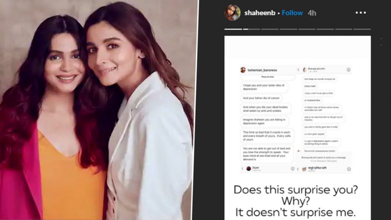 Alia Bhatt’s Sister Shaheen Shares Screengrabs of Rape and Death Threats They’re Receiving Online, Says Will Take Legal Action (Read Posts)