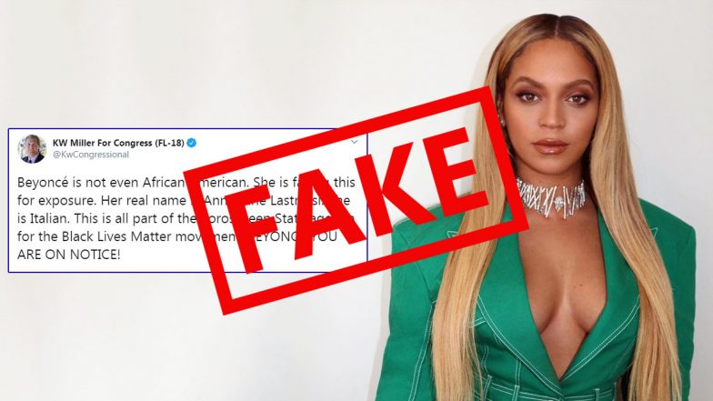 Is Beyoncé an Italian Woman Named Ann Marie Lastrassi Practicing Witchcraft? Fact Check Behind US Congressman KW Miller's Fake Claims