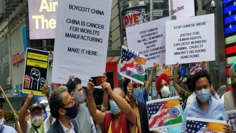 'Boycott China': Indian-Americans, Taiwanese-Americans and Tibetans Take to Times Square to Denounce Beijing