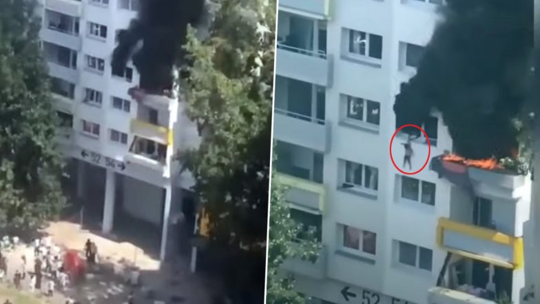 Brothers Jump Off 33 Feet From Window After House Catches Fire in France’s Grenoble, Saved by Onlookers in Dramatic Rescue (Watch Video)
