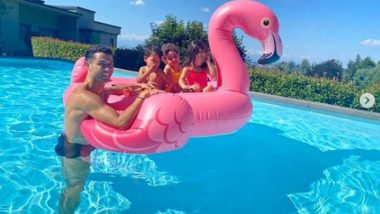 Cristiano Ronaldo Enjoys 'Pool Time' With His Kids after Sending Juventus Seven-Point Clear on Top of Serie A (See Pic)