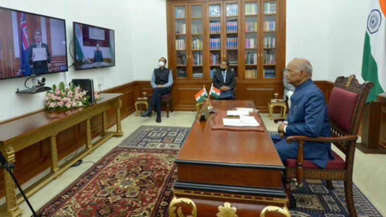 President Ram Nath Kovind Accepts Credentials from Envoys from New Zealand, UK, Uzbekistan Via Video Conference