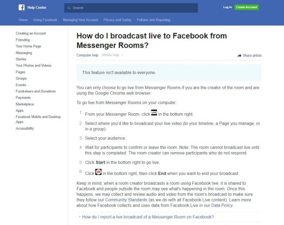Facebook Rooms Go Live Feature