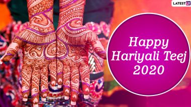 Hariyali Teej 2020 Images & Shravan Teej HD Wallpapers for Free Download Online: Wish Happy Choti Teej With WhatsApp Stickers and GIF Greetings