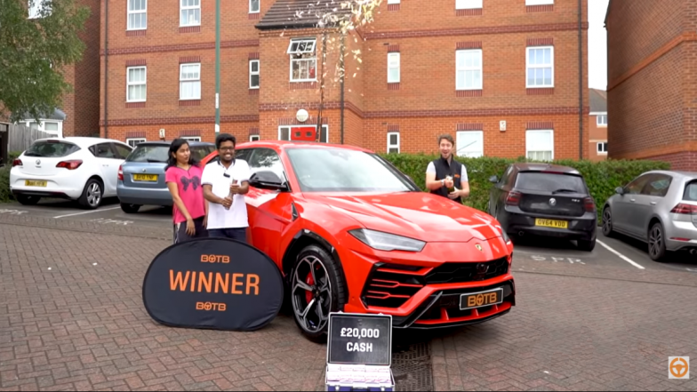 Kerala Couple Based in UK Wins Lamborghini and £20,000 Cash in Dream Car Online Competition And Their Reaction is Priceless (Watch Video)