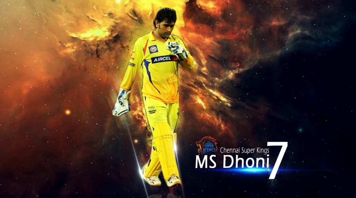 dhoni with csk jersey