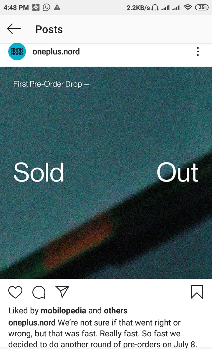 OnePlus Nord Sold Out