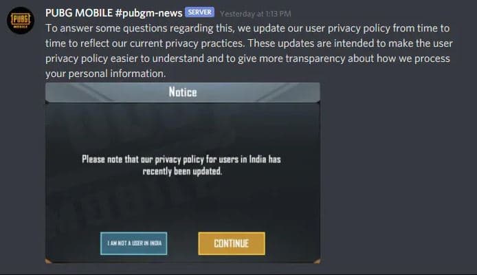 PUBG Privay Policy