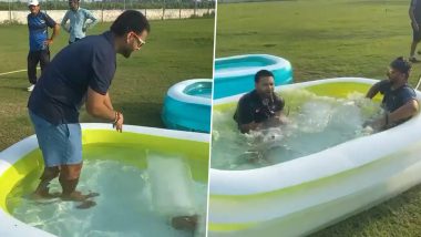 Suresh Raina Takes Risbhabh Pant by Surprise in Ice-Bath Session After Practice (Watch Video)