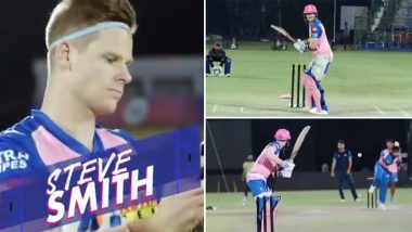 IPL 2020 Update: Rajasthan Royals Share Throwback Video of Captain Steve Smith Smashing Sixes During Net Session; Fans React