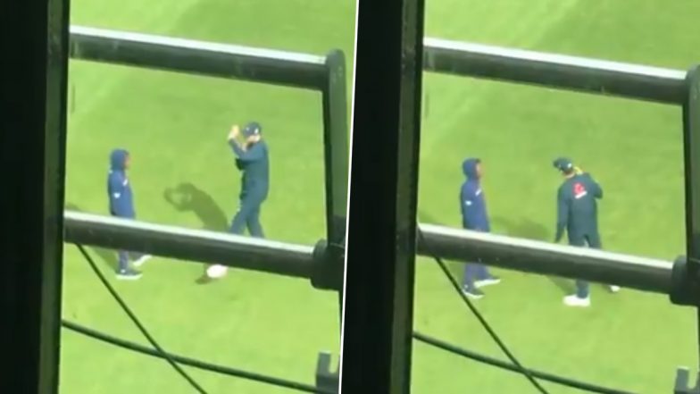 Stuart Broad Seen Having ‘Long Chat’ With Young West Indies Bowler Keon Harding Ahead of Clinching 500th Test Wicket, Fans Applaud Pacer’s Sportsman Spirit (Watch Video)