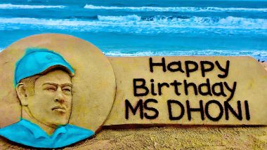 MS Dhoni Birthday: Sudarsan Pattnaik Pays Tribute to Former Indian Captain With His Amazing Sand Art (View Post)