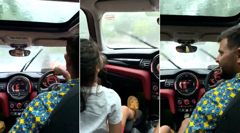 Suresh Raina Takes Daughter Gracia on Drive Amid Delhi Rains (Watch Video)