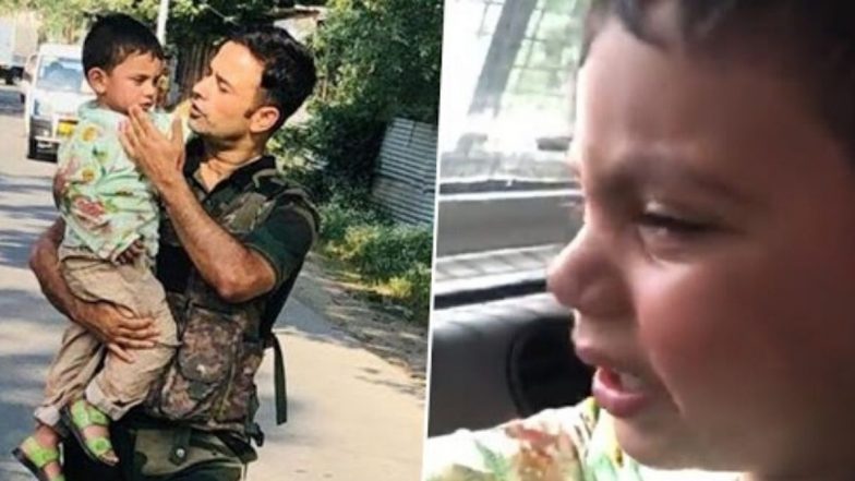 Sopore Terrorist Attack: J&K Police Saves 3-Year-Old From Getting Hit by Bullet, Heart Wrenching Video Shows Police Consoling Crying Child