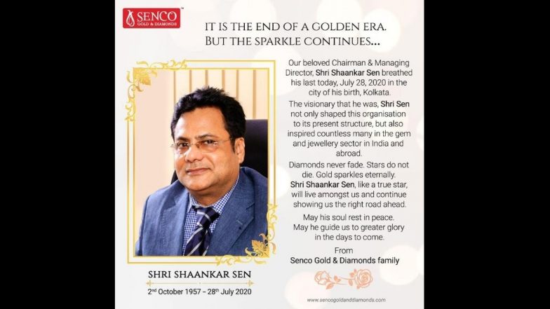 Shaankar Sen, Chairman of Senco Gold And Diamond, Dies at 63 Due to COVID-19 in Kolkata