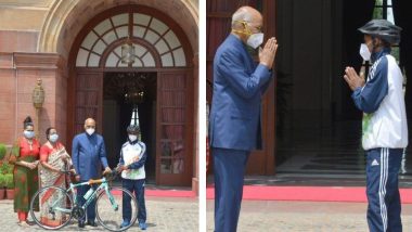 President Ram Nath Kovind Gifts Racing Bicycle to Budding Cyclist Riyaz, a Class 9 Student, Who Also Works at a Ghaziabad Eatery