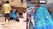 Telangana: Pregnant Woman in Gundala Carried to Hospital on Shoulders Through Water Stream As Bridge Gets Washed Away Due to Heavy Rainfall; Watch Video