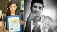 Sushant Singh Rajput Honoured by California State Assembly for His Contribution in Cinema; Shweta Singh Kirti Displays the Certificate