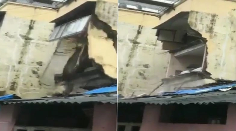 Mumbai Rains: Portion of Building Collapses in Dadar, No Injuries Reported (Watch Video)