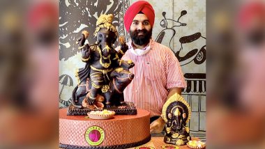 Ganesh Chaturthi 2020: Ludhiana Restaurateur, Harjinder Singh Kukreja’s Edible Chocolate Lord Ganesha Is a Sweet Reminder of All Things Good, See Pic and Video