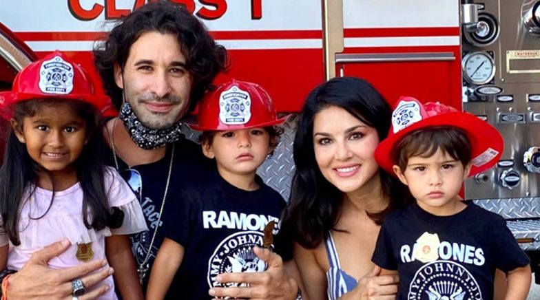 Sunny Leone and Daniel Weber Take Their Kids to a Fire Station Tour (View Pic)