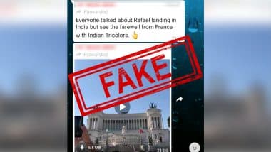 Did France Pay 'Tricolour Farewell' to Rafale Jets Sent to India? Fact-Check Reveals Viral Video is of Italy's Independence Day Celebrations