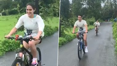 Sara Ali Khan and Brother Ibrahim Are Making the Most of the Monsoon Season; Both Are Seen Cycling Together (Watch Video)