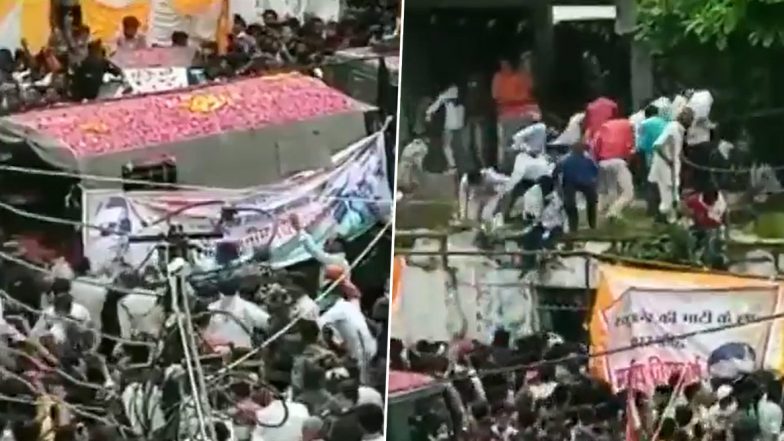 MP: Roof On Which Scores Stood to Watch Funeral Procession of Slain Army Jawan in Rajgarh Collapses, Shows Video
