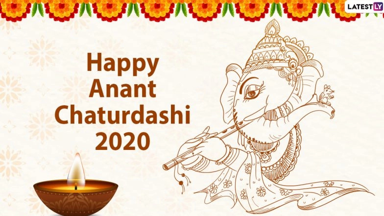 Anant Chaturdashi 2020 Images With Greetings: WhatsApp Stickers, Ganpati Visarjan Slogans, Messages and Facebook Wishes to Bid Farewell to Lord Ganesha