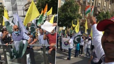 Indian Man Stands His Ground During Pakistan-Backed Pro-Khalistan Rally in Frankfurt, Raises Tricolour Amid Anti-India Sloganeering (Watch Video)