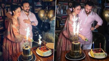 Saif Ali Khan Turns 50: Kareena Kapoor Khan Wishes Husband With an Adorable Video Debuting Her Baby Bump; View Inside Pictures From the Bash