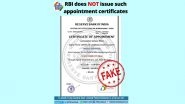 Fact Check: Certificate of Appointment by Private Agency Issued on RBI Letterhead? PIB Calls it Fake