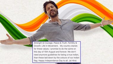 Independence Day 2020: Shah Rukh Khan's I-Day Message is all About Explaining the Meaning of Our Tricolour and his Promise to Honour it Forever