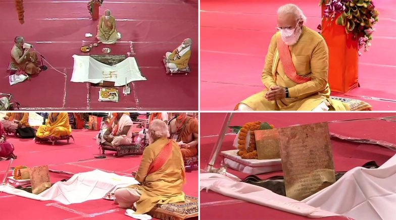 Ram Mandir Bhumi Pujan: PM Narendra Modi Lays Foundation Stone at Ram Janmabhoomi in Ayodhya