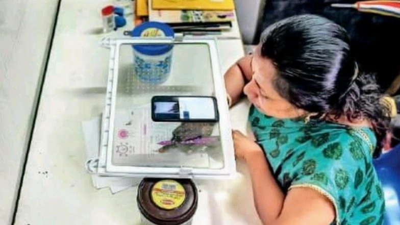 Teacher Uses Refrigerator Tray in a Unique Way to Make Online Teaching Easier amid Coronavirus Pandemic! Netizens in Praises Of This Indian Jugad