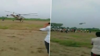 Indian Army's Chetak Helicopter Makes Precautionary Landing Near School at Bharatpur-Mathura Border, Watch Video