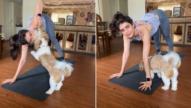 Karishma Tanna Does Yoga with Super Cute Workout Partner, Her Pet Dog Koko (View Pics)