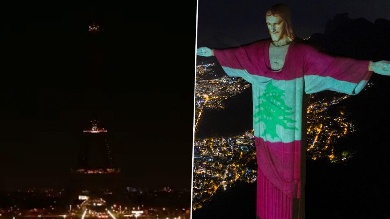 Beirut Explosion: From Rio’s Christ the Redeemer Statute to Eiffel Tower’s Lights Turned Off, Here’s How Famous Tourist Spots From Around the World Showed Their Solidarity With Lebanon Victims (See Pics and Videos)