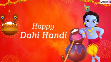 Janmashtami 2020 Images & Happy Dahi Handi HD Wallpapers For Free Download Online: Celebrate Krishna Janmashtami With Bal Gopal Photos, WhatsApp Stickers and GIF Greetings