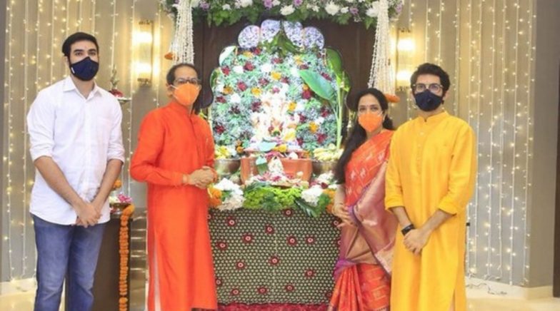 Uddhav Thackeray Performs 'Arti' at His Residence in Mumbai, Seeks Blessing of Lord Ganesha
